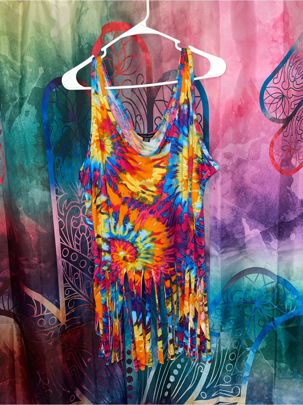 Tie-Dye Fringe Tank Top